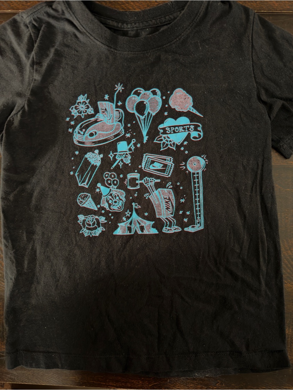 Nike Black Kids Short Sleeve Tee with Blue Graphic